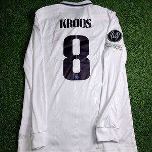 Kroos Real Madrid 2022 2023 UEFA Long Sleeve Soccer Jersey Shirt M SKU# HA2666